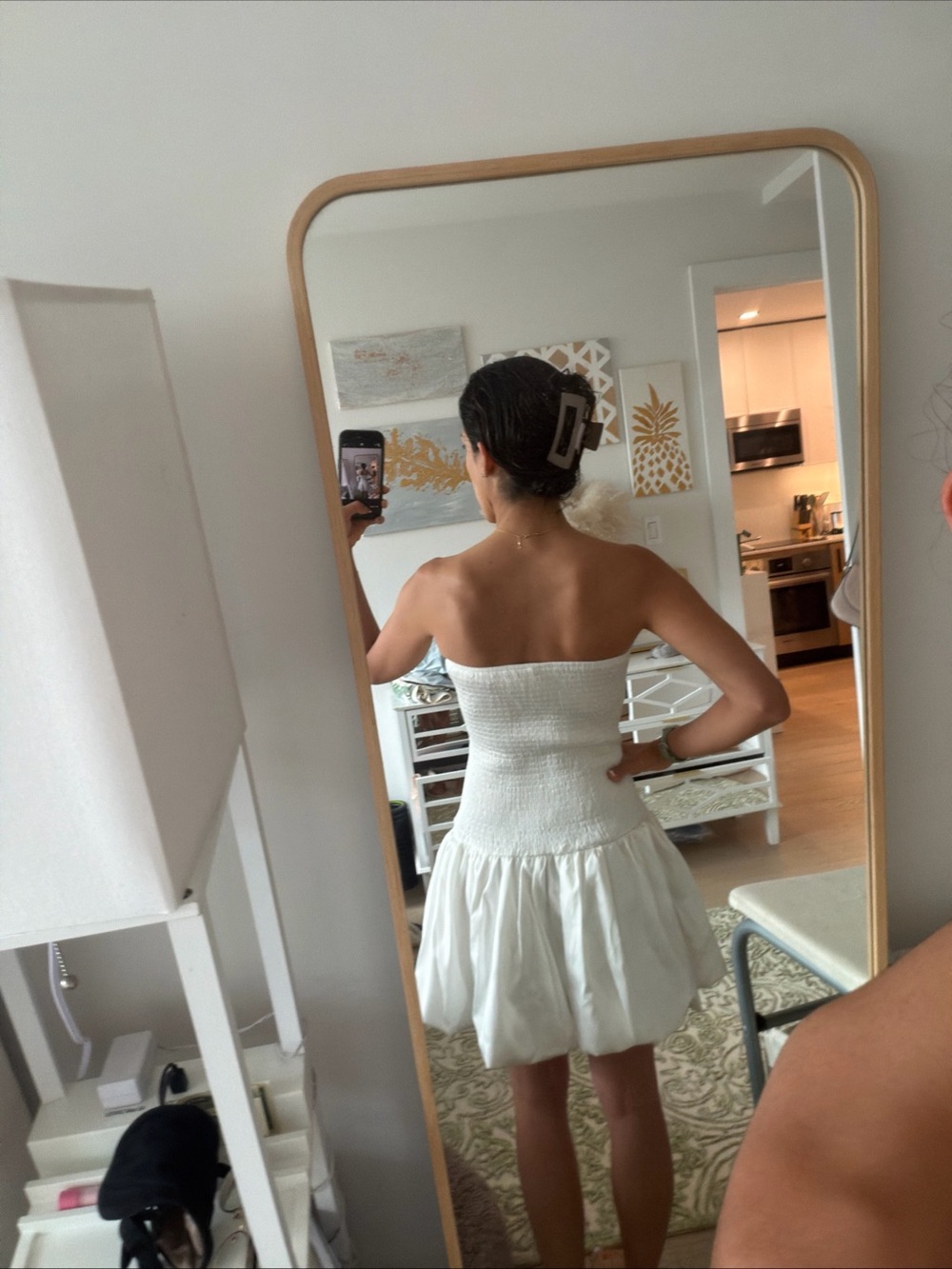 White Ruffle Hem Mini Dress - Picture 3 of 4